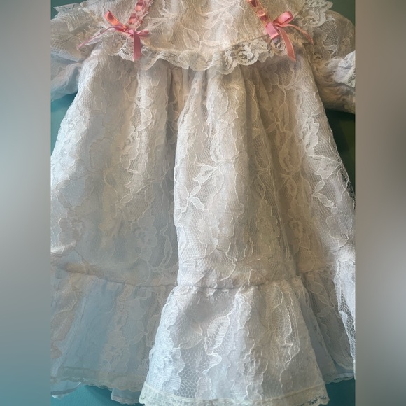 Vintage Jilly White Lace Dress with Pink Ribbon Size 18m - Picture 2 of 6